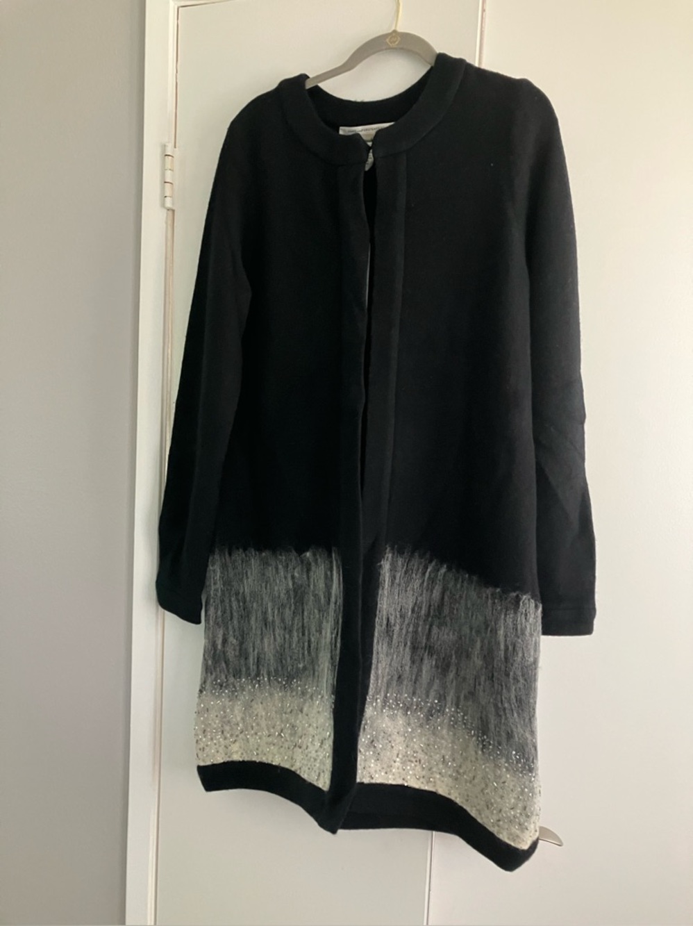 Neiman Marcus Diane Von Furstenberg  Black and Gray  Beaded Ombre Coat NWT Large